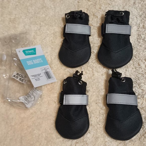 NWT~Frisco's Anti-Slip Soft Soled Black Boots w/ Reflective Strips (Paw Size: 3) - Picture 4 of 7